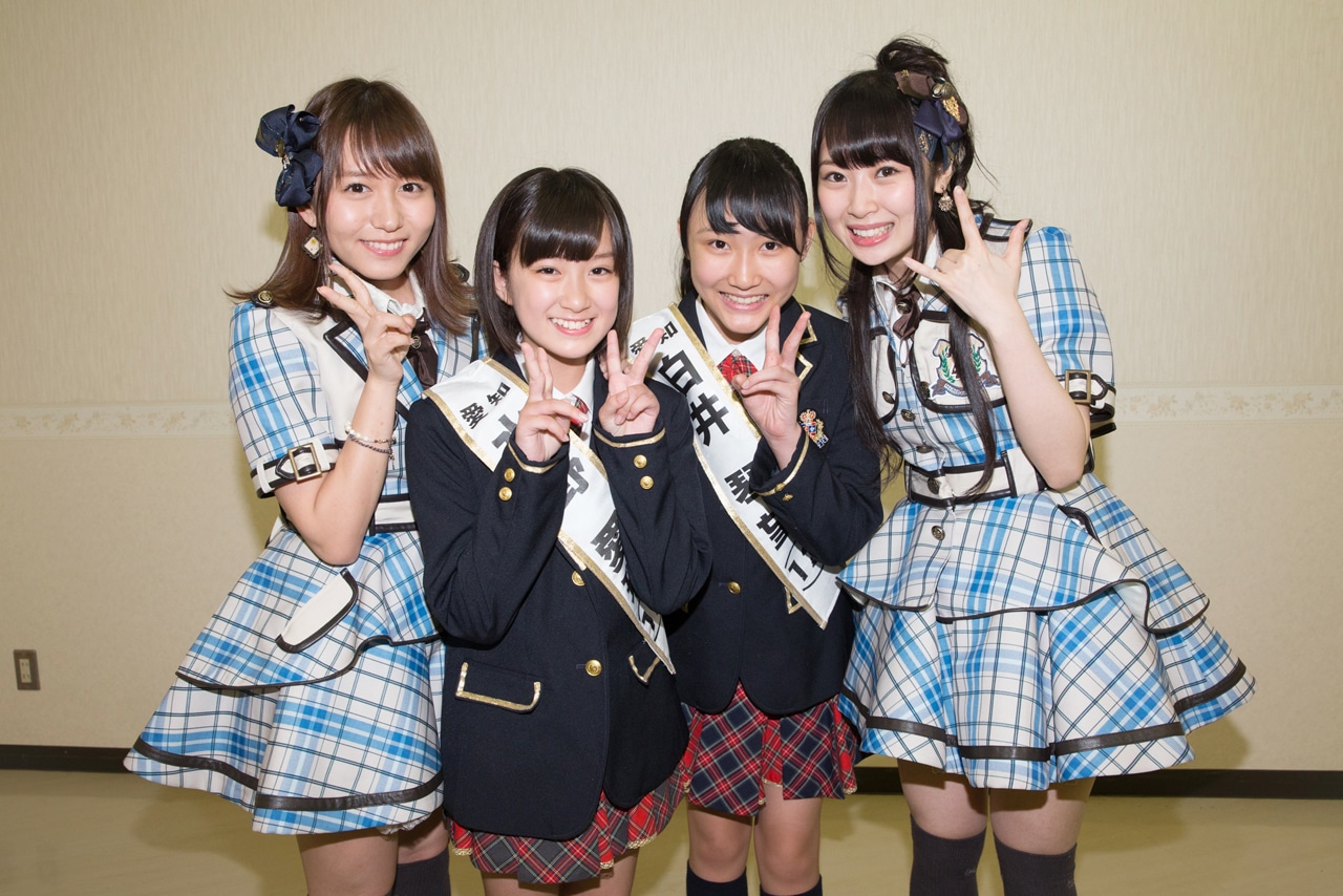 左から大場美奈、水野愛理、白井琴望、内山命。 (c)AKS