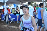 3区到着直後の佐藤綾乃。