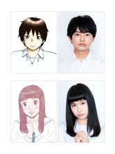 渡辺佑太朗、トミタ栞と関俊成、郁野るみのイラスト。(c)Takuma Morishige / (c)原克玄 / 小学館・ビッグコミックス