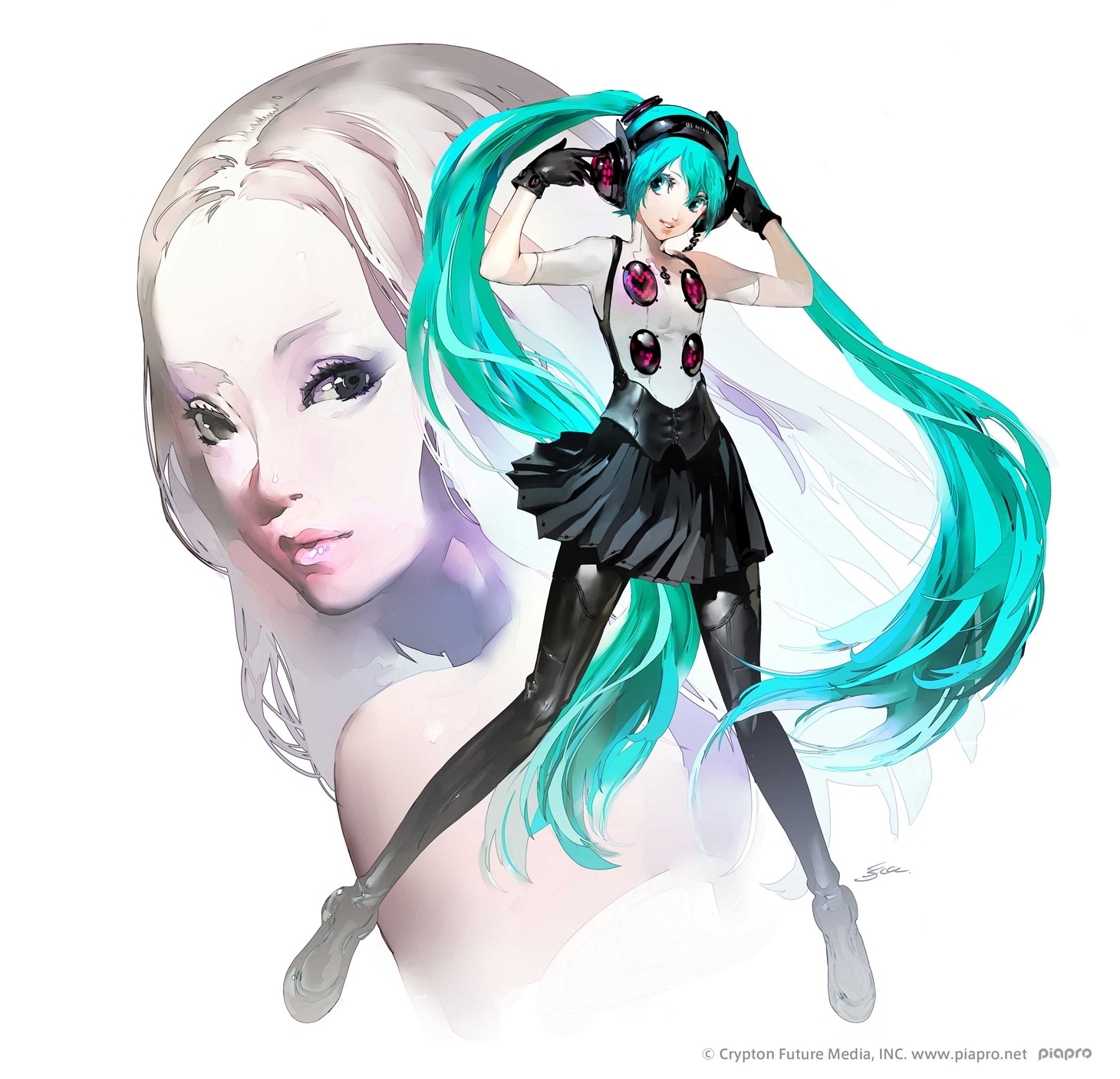 安室奈美恵と初音ミクのコラボレーションビジュアル。