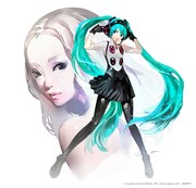 安室奈美恵と初音ミクのコラボレーションビジュアル。