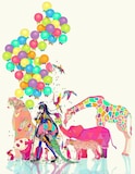 秋赤音による、ろん「ろんかば -J-POP ZOO-」ジャケットイラスト