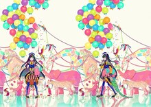 秋赤音による、ろん「ろんかば -J-POP ZOO-」ジャケットイラスト