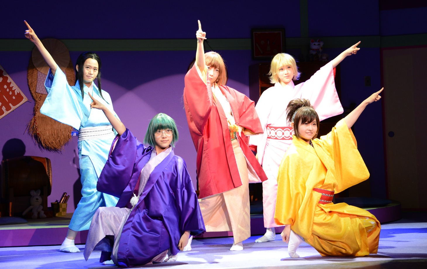 舞台「じょしらく」公開稽古の様子。