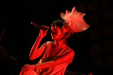 「Salyu Tour 2015 Android & Human Being」NHKホール公演でのSalyu。（Photo by Taku Fujii）