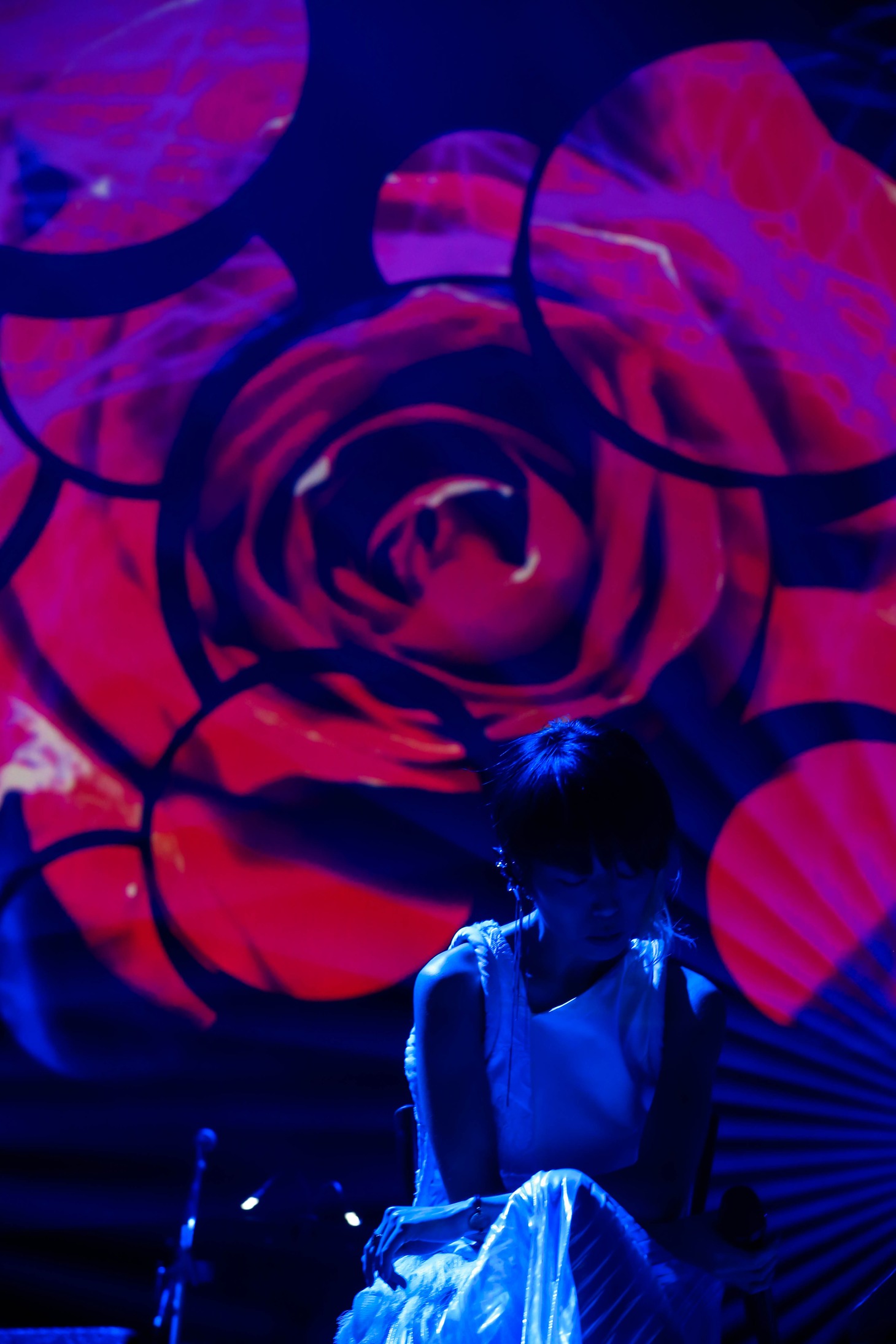 「Salyu Tour 2015 Android & Human Being」NHKホール公演でのSalyu。（Photo by Taku Fujii）