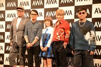 左から田中知之、大沢伸一、IMALU、小室哲哉、☆Taku Takahashi。