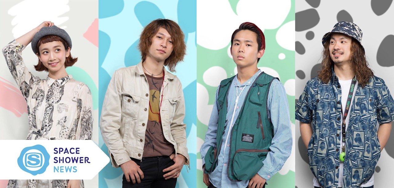 「SPACE SHOWER NEWS」でMCを務める三戸なつめ、Alec（HAPPY）、オカモトレイジ（OKAMOTO'S）、松本健太（WANIMA）。