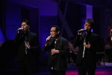 写真左より登坂広臣、さだまさし、今市隆二。 (c)フジテレビ