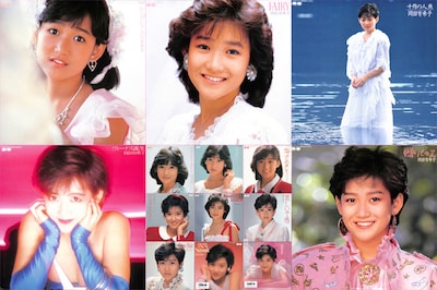 岡田有希子のアルバムとシングルのジャケット。