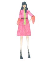 バンタンデザイン研究所の生徒による松尾レミ（Vo, G）の衣装のデザイン画。