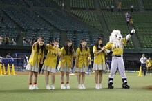 がんばれ！Victoryと埼玉西武ライオンズのマスコットキャラクター・レオ。（提供：ポニーキャニオン）