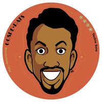 「GOSPE☆RATS ～ぺラッII～」初回生産限定盤に付属する佐藤善雄のイラストうちわ。