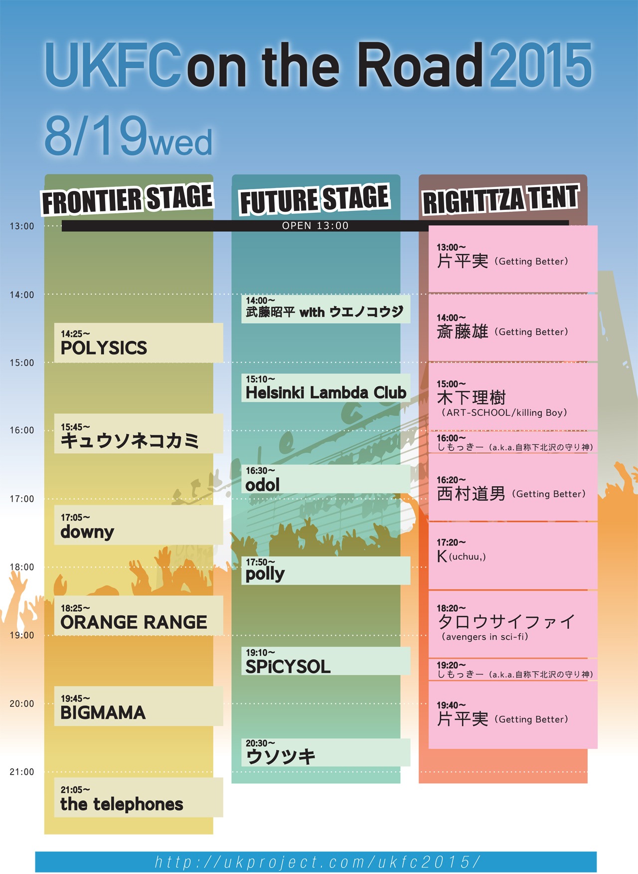 「UKFC on the Road 2015」8月19日のタイムテーブル。