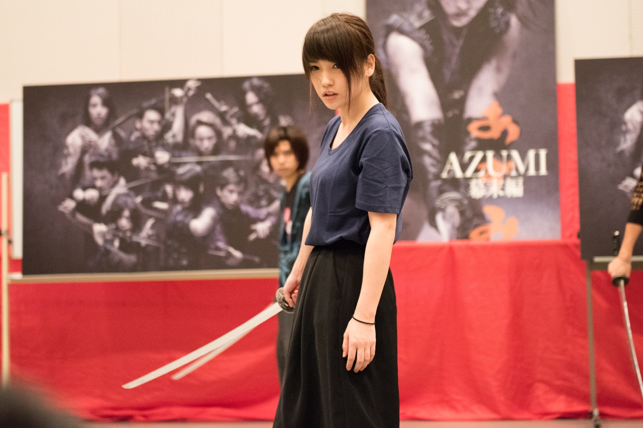 川栄李奈による舞台「AZUMI 幕末編」公開舞台稽古の様子。