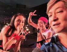 浜崎あゆみ（左）、浦田直也（中央）、小室哲哉（右）。 (c)a-nation stadium fes.