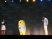 本物のふなっしーと土田晃之が登場したDMM VR THEATERオープニング記者発表会の様子。
