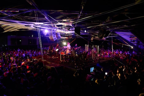 YEN TOWN BAND「大地の芸術祭 2015 YEN TOWN BAND @NO×BUTAI produced by Takeshi Kobayashi」の様子。（Photo by Yoshiharu Ota）