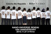 「nano・universe仙台店10周年イベント」ドレスコードのTシャツを着用したCzecho No Republicと東京カランコロンの後ろ姿。