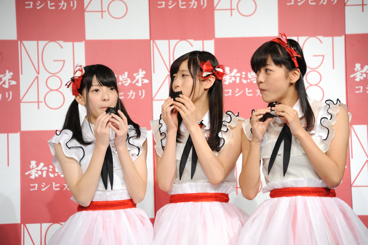 「『新潟米×NGT48』新米収穫発表会」の様子。