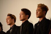 左から登坂広臣（三代目 J Soul Brothers from EXILE TRIBE）、今市隆二（三代目 J Soul Brothers from EXILE TRIBE）、ELLY（三代目 J Soul Brothers from EXILE TRIBE）。