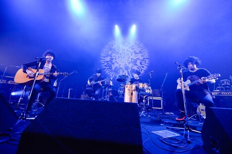 アコースティック編成でライブを行う9mm Parabellum Bullet。(撮影:橋本塁)