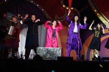 左より早乙女光（氣志團）、桝太一アナ、水卜麻美アナ、ミッツ・マングローブ、桜井玲香（乃木坂46）。（撮影：山内洋枝）