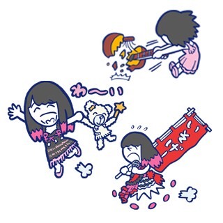 大森靖子LINEスタンプのサンプル。