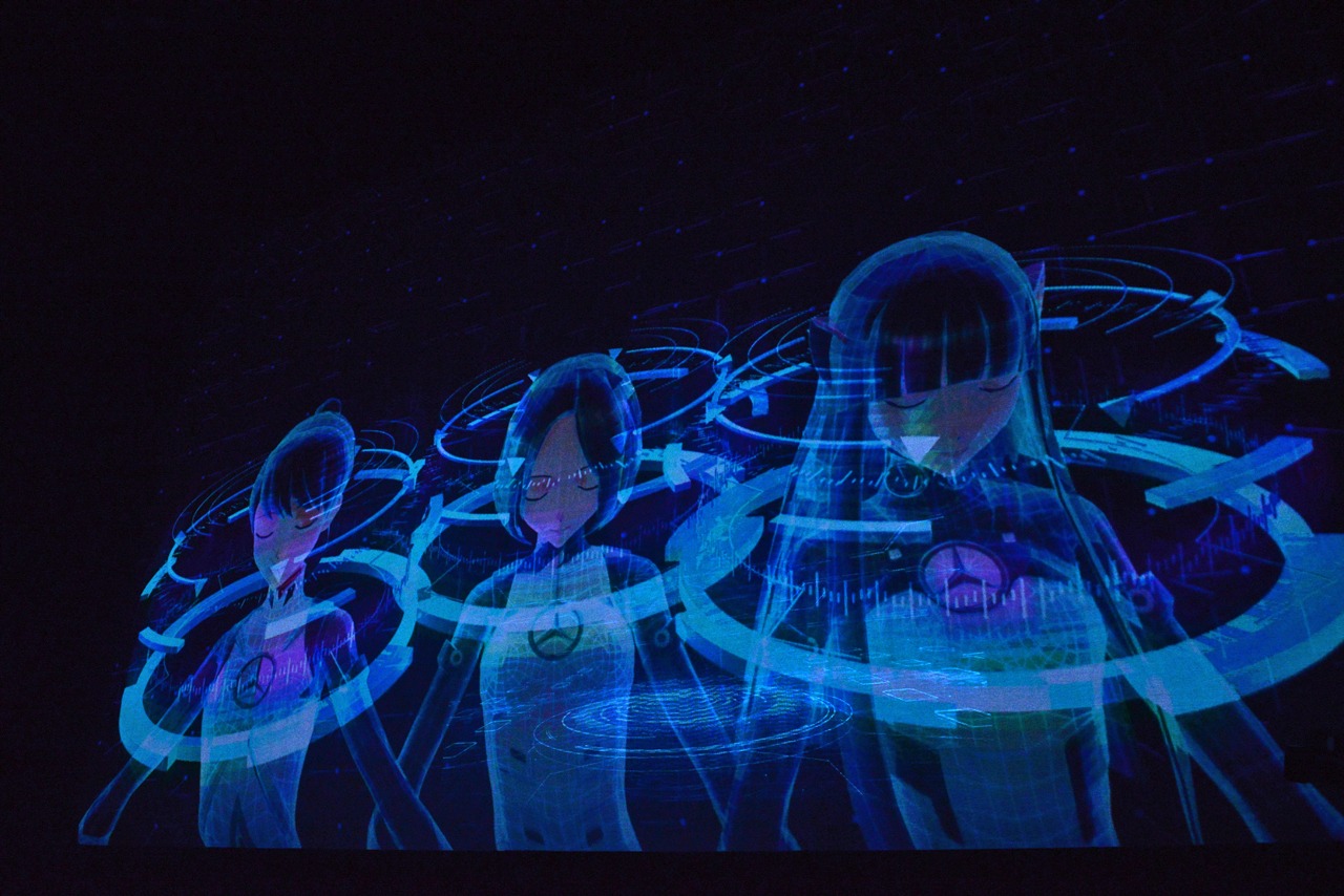 3DアニメのPerfumeによるパフォーマンス。