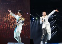 「史上最強の移動遊園地 DREAMS COME TRUE WONDERLAND 2015」東京ドーム公演の様子。左から中村正人、吉田美和。