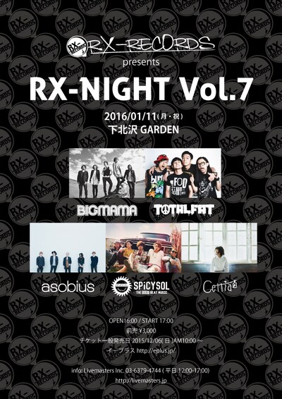 「RX-RECORDS Presents RX-NIGHT Vol.7」フライヤー