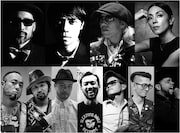 「Shuya Okino presents Mondo Grosso's The European Expedition Tribute Live」の出演者。上段左から沖野修也、大沢伸一、屋敷豪太、Monday満ちる。下段左から元晴、タブゾンビ、平戸祐介、コスガツヨシ、池田憲一、西岡ヒデロー、B-Bandj。