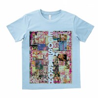 大森靖子「愛してる.com / 劇的JOY！ビフォーアフター」初回限定盤に封入されるTシャツのデザイン（サックスブルー）。