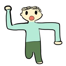 タクヤ考案のキャラ「チクタクマン」。