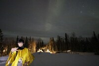 イエローナイフのオーロラとユースケ。
