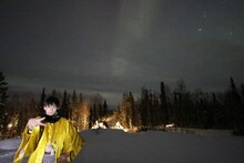 イエローナイフのオーロラとユースケ。