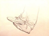 本日1月20日に東京・渋谷CLUB QUATTROにて行われたイベントでの小沢健二のスケッチ。（イラスト：鳥飼茜）