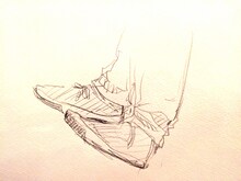 本日1月20日に東京・渋谷CLUB QUATTROにて行われたイベントでの小沢健二のスケッチ。（イラスト：鳥飼茜）