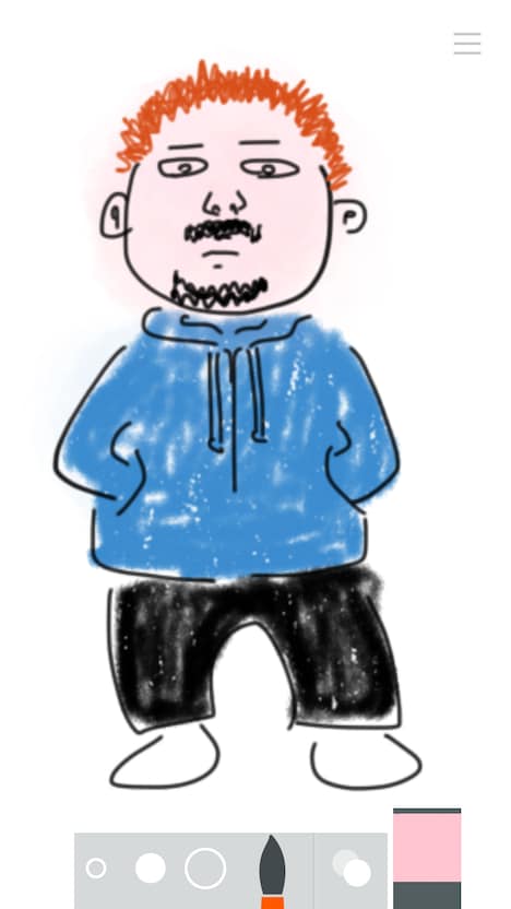 みっちー（Vo, G）による、盗難犯と思われる不審人物のイラスト。