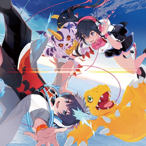 藍井エイル「アクセンティア」デジモン盤ジャケット（イラスト：タイキ） (c) 本郷あきよし・東映アニメーション (c) BANDAI NAMCO Entertainment Inc.