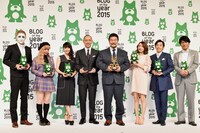 左より樽美酒研二（ゴールデンボンバー）、オクヒラテツコ（ぺこ）、土屋太鳳、市川海老蔵、佐々木健介、後藤真希、織田信成、高橋克典。