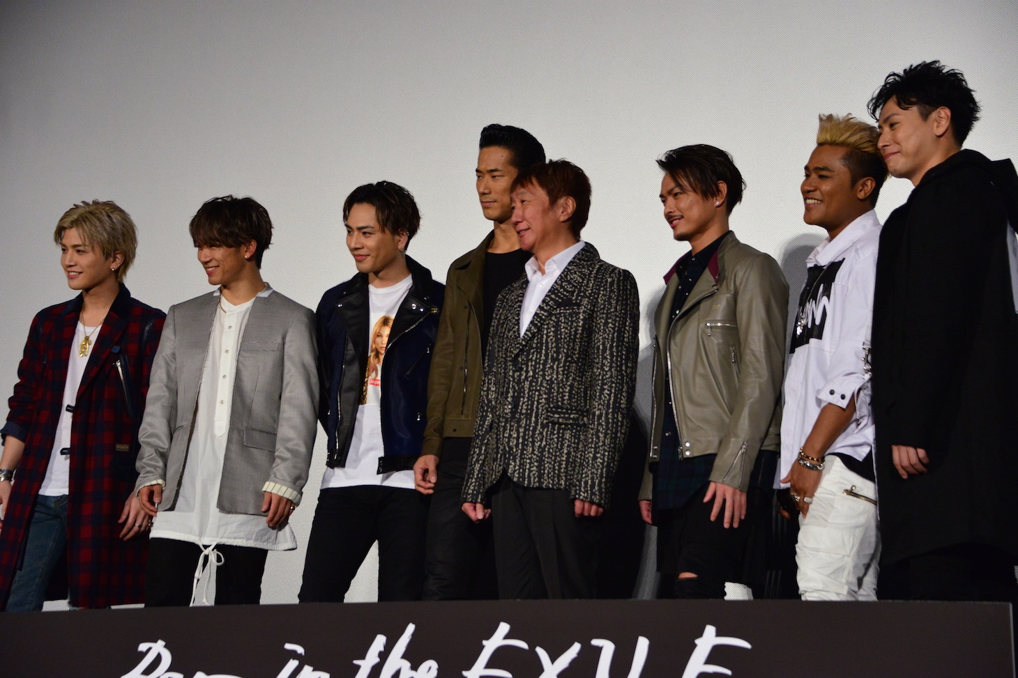 「Born in the EXILE ～三代目 J Soul Brothersの奇跡～」初日舞台挨拶の様子。