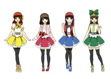 キャラメル。左からかな（CV：阿澄佳奈）、あけみ（CV：神田朱未）、ゆい（CV：堀江由衣）、あつこ（CV：atsuko（angela））。(c) ミス・モノクローム-The Animation-製作委員会