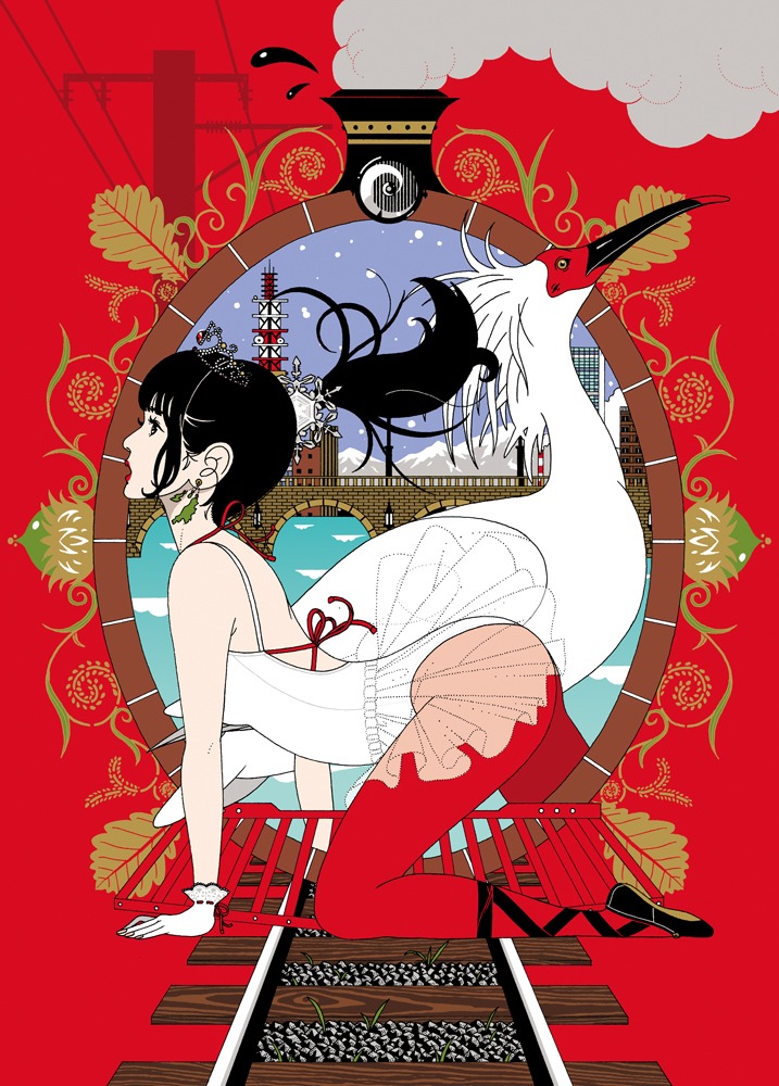 柏木由紀と中村佑介のコラボイラスト。