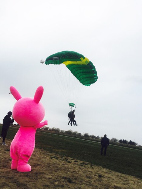 スカイダイビング中の様子。