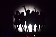 スクリーンに浮かぶ清 竜人25のシルエット。