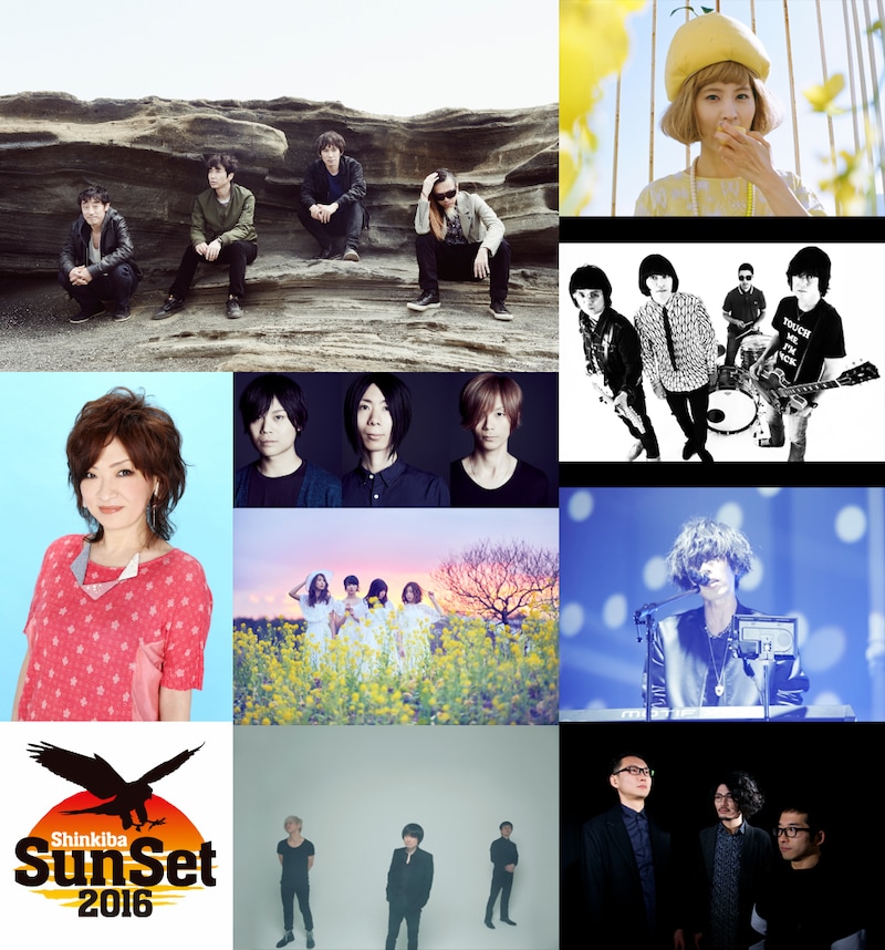 「新木場サンセット2016」出演アーティストおよびロゴ。
