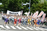 アップアップガールズ（仮）とファンによる「パーリーピーポーエイリアン“YOSAKOIソーランver.”」披露の様子。