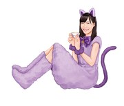 高城れにのねこクロイラスト。