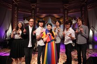 左から加藤いづみ、武部聡志、手島いさむ（ユニコーン）、篠原ともえ、EBI（ユニコーン）、村石雅行、清水俊也。(c)フジテレビ